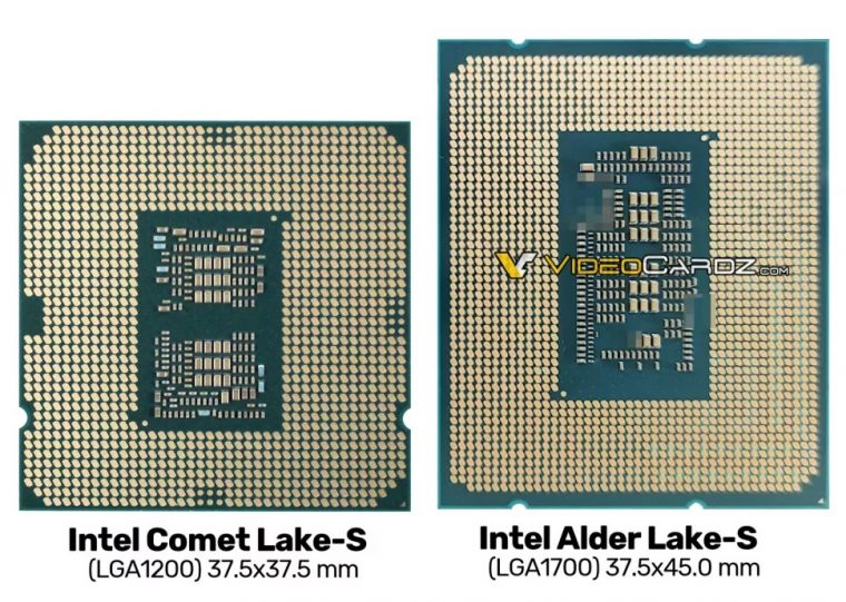 Tương quan về kích cỡ (chiều rộng x chiều dài) giữa CPU thế hệ mới và cũ